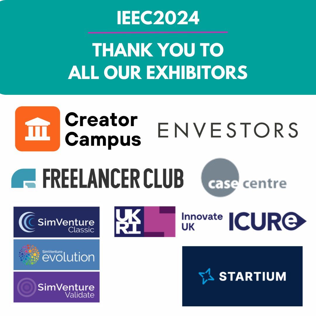 Thanks to all our exhibitors #IEEC2024. Want to promote your products and services to leading #enterprise and #entrepreneurship educators? Please contact our Conference Director, Rob on rob@enterprise.ac.uk or DM us.