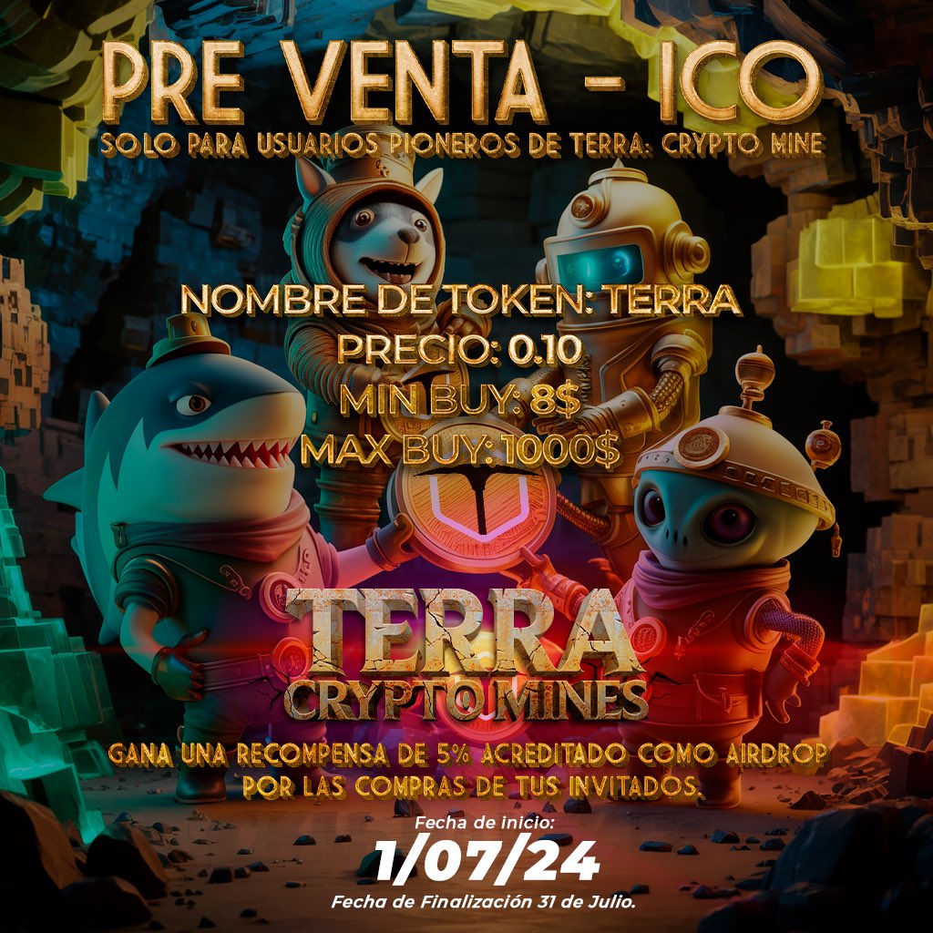 terracryptomine's tweet photo. ¡Oh, noble y leal súbdito de Terra! Escucha mis palabras con atención, pues anunciamos una oportunidad sin igual: la Gran Preventa Privada y Oferta Inicial de Monedas (ICO) del majestuoso Token Terra. 

https://t.co/1RHYRv4AxB

#ico #presale #solana #tokenterra #terra https://t.co/LImiN000xB