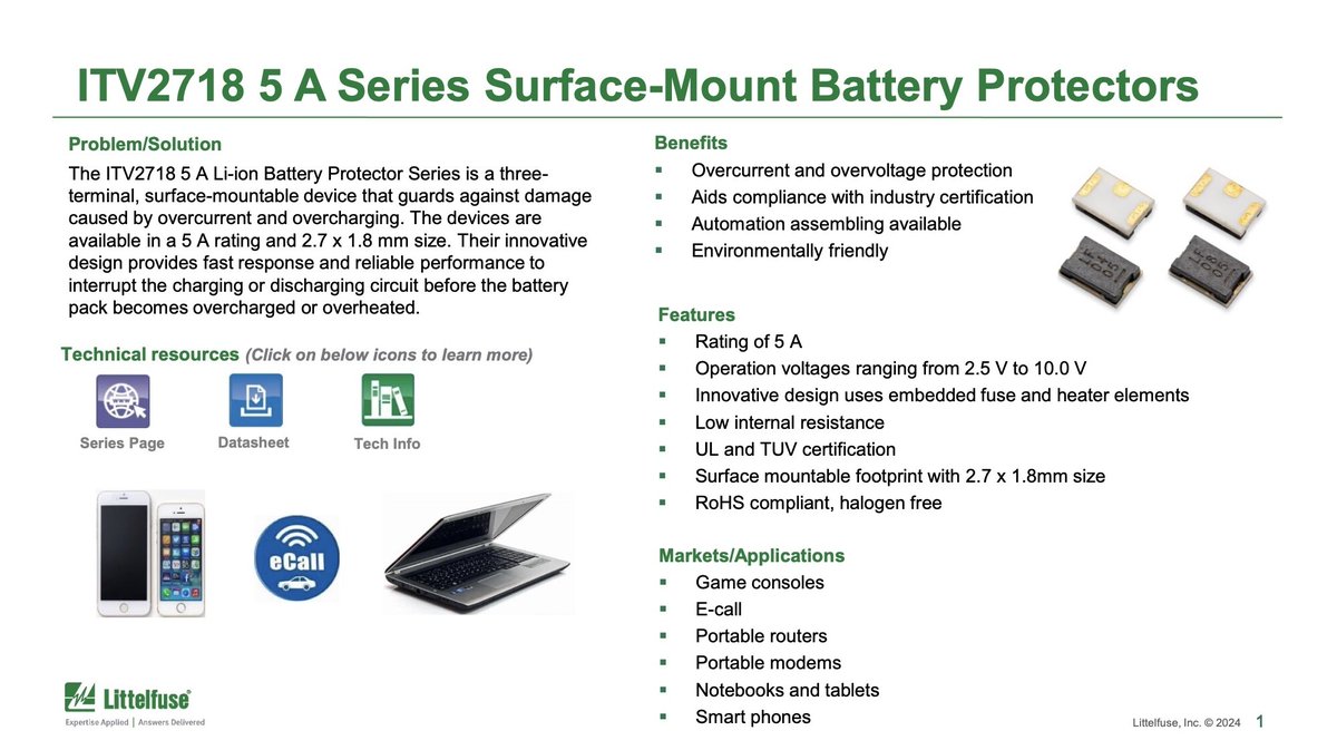 AltronArrow's tweet image. 🔋🚀 New ITV2718 5 A Surface-Mount Battery Protectors! 🚀🔋

Prevent overcharging &amp;amp; overheating with our compact, fast-responding protectors (2.7 x 1.8 mm). Get yours now at Altron Arrow! 💪🔋

#BatteryProtection #AltronArrow #ITV2718 #TechUpgrade