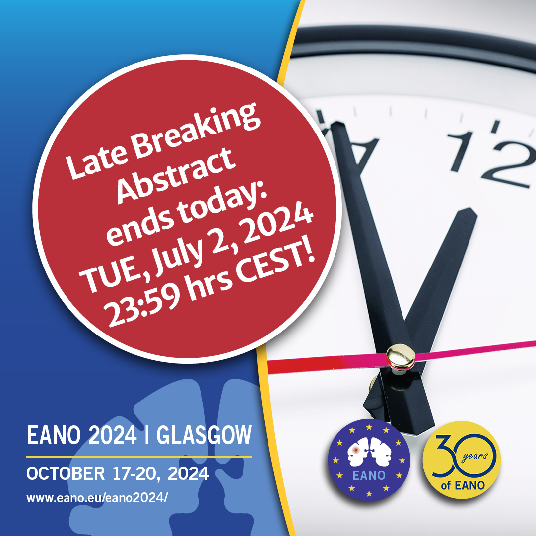 🚨⏱️Today, July 2, 2024 at 23:59 CEST is the very last day to submit your late breaking abstract for #EANO2024. Showcase your latest findings and clinical cases at the forefront of #NeuroOncology. We’re looking forward to receiving your submission! #btsm eano.eu/eano2024/abstr…