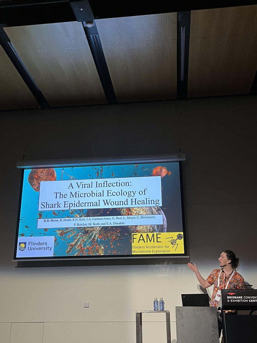 I kicked off the #SharkParty in the Environmental Microbiome session with my work on the phage ecology of shark skin! 
Shark Week did not sponsor this post, they’re not small-minded enough for microbial ecology.
<a href="/AUSSOCMIC/">ASM</a> #ASM2024