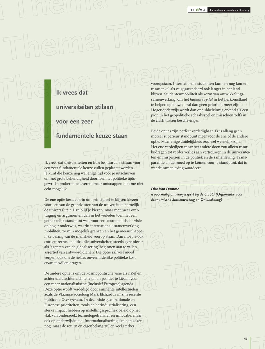 Universiteiten worden steeds meer geconfronteerd met de impact van internationale conflicten. Is het kosmopolisme van de oude universitas-idee dan nog houdbaar? Mijn nieuwste column in Th&amp;Ma