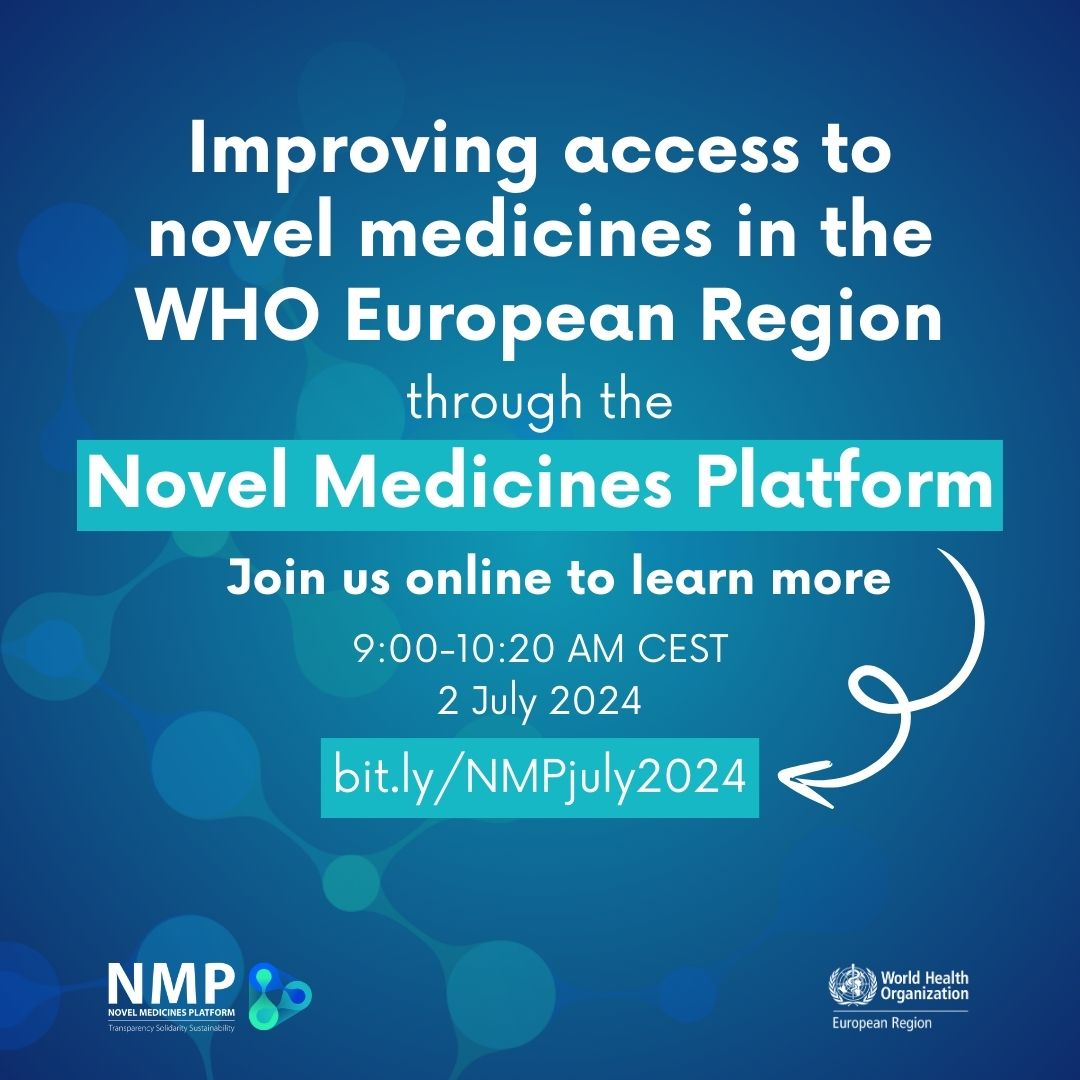 WHO_Europe's tweet photo. 💊 TODAY join us live at 9AM CEST for the meeting of the Access to Novel Medicines Platform!

Learn about the work of the #WHONMP and progress to improve patient access to novel, high-cost medicines in the WHO European Region: https://t.co/y0LQ2jIg80

@natasha_azzmus @hans_kluge https://t.co/3BaxY5NLxu