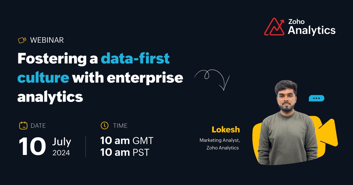 ZohoAnalytics's tweet photo. In this data-driven era, businesses are faced with multiple challenges to sustain and grow a data-first culture

Join our #webinar and learn how successful companies mitigate them to become insights-driven

Register here👉 https://t.co/gIbC8Us7Ct https://t.co/aDXNTKI6PF