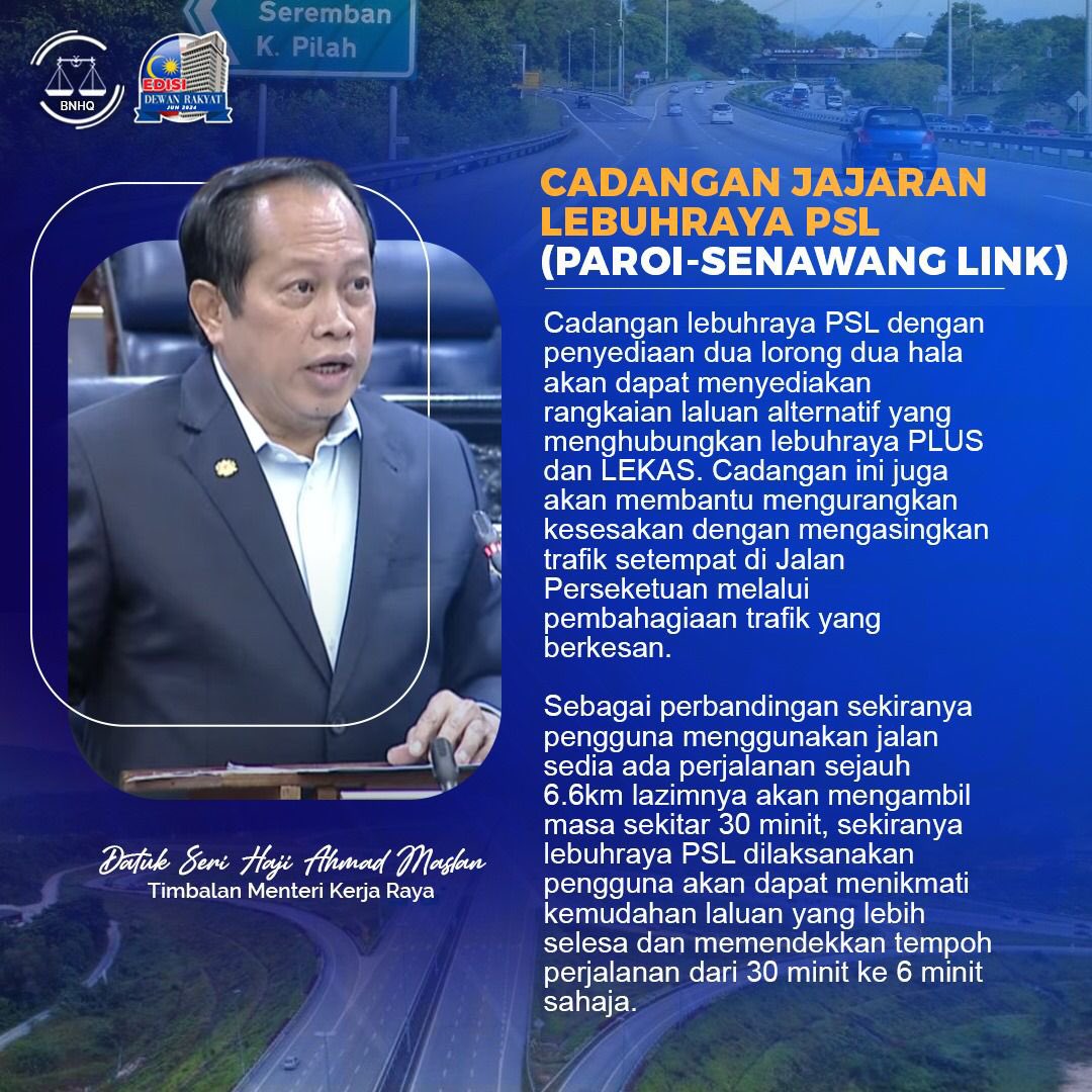 ahmadmaslan's tweet photo. PSL #Paroi #Senawang Link - Projek ini akan dilaksana samada secara:
➡️RFP - Request For Proposal
➡️PPP - Public Private Partnership
➡️BOT - Built Operate Transfer
➡️Peruntukan Pembangunan Kerajaan / DE Development Expenditure
Sepenuhnya bertingkat. Tentunya akan selesaikan jem https://t.co/BeZA6xVuiX