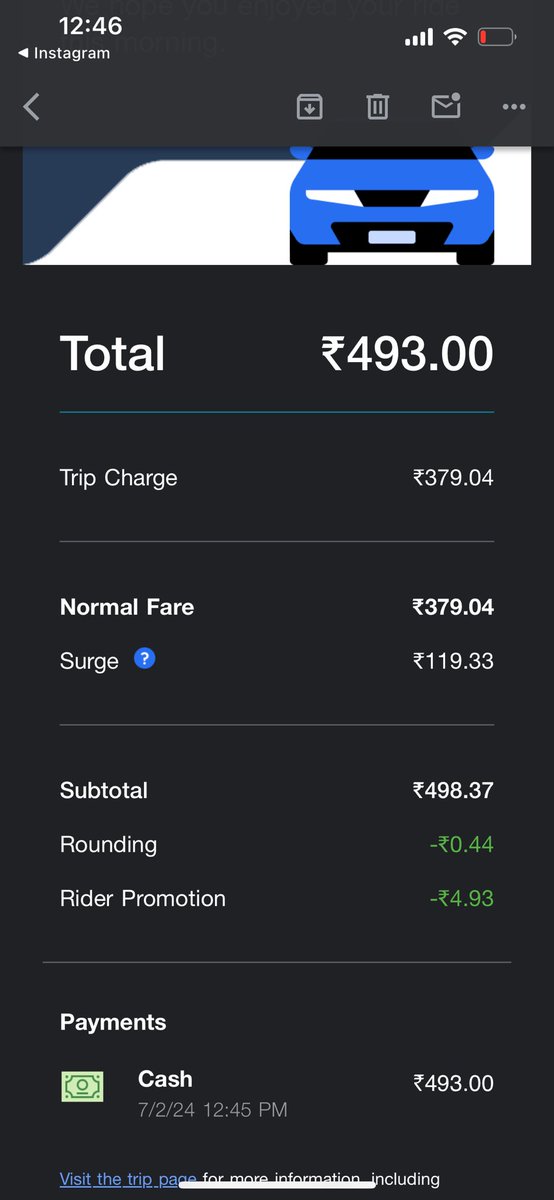 GohelVishad's tweet photo. @UberIN_Support I mean for a 70 Rs ride, its 493. What?? https://t.co/4EoiGhJxHe