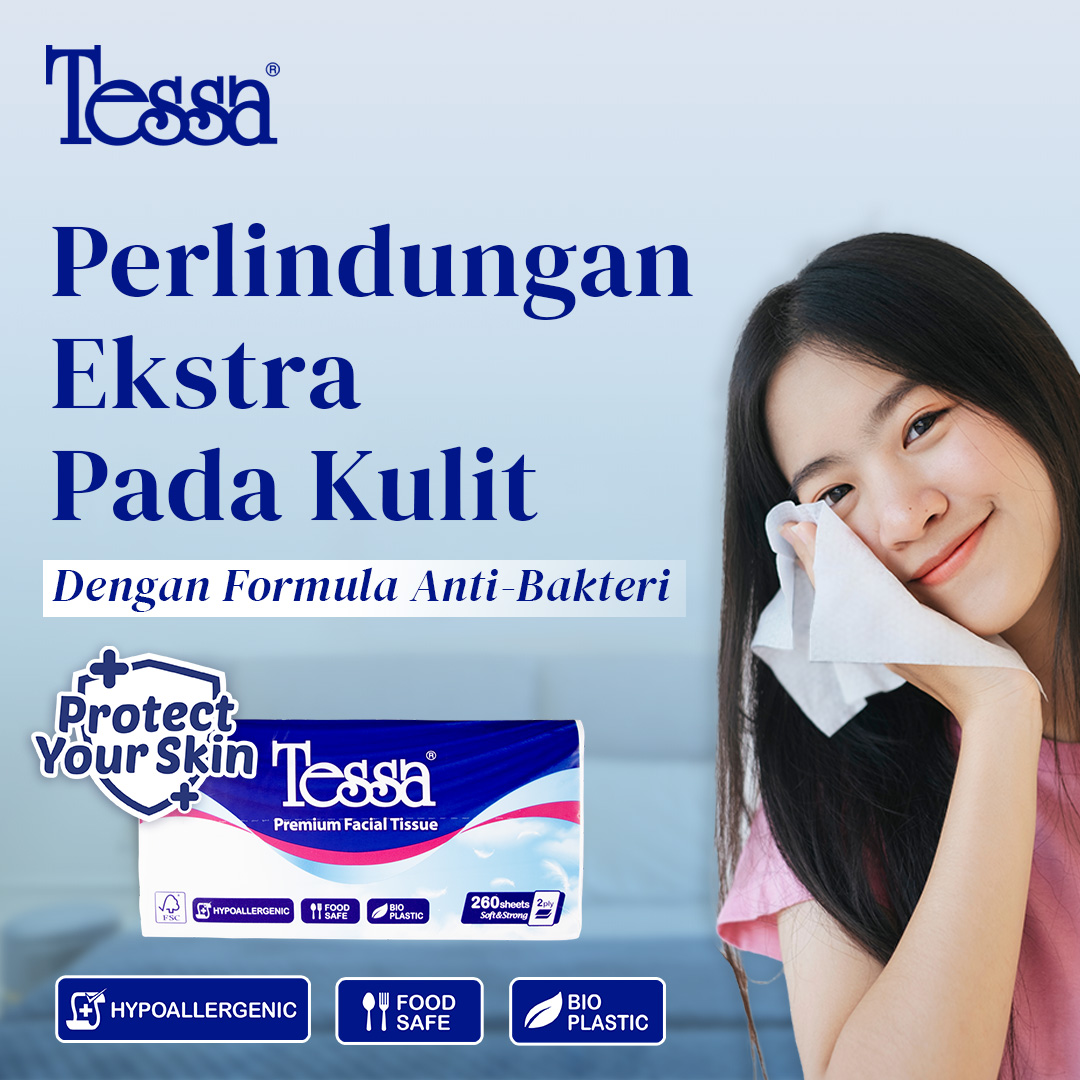 Jaga kulitmu tetap sehat dan terlindungi dengan Tessa Facial Tissue! Tisu ini punya formula anti-bakteria yang lembut dan aman di kulit sensitif. Jadi, tidak perlu khawatir lagi soal iritasi atau ketidaknyamanan.

#TisuueYaTessa #FacialTissue