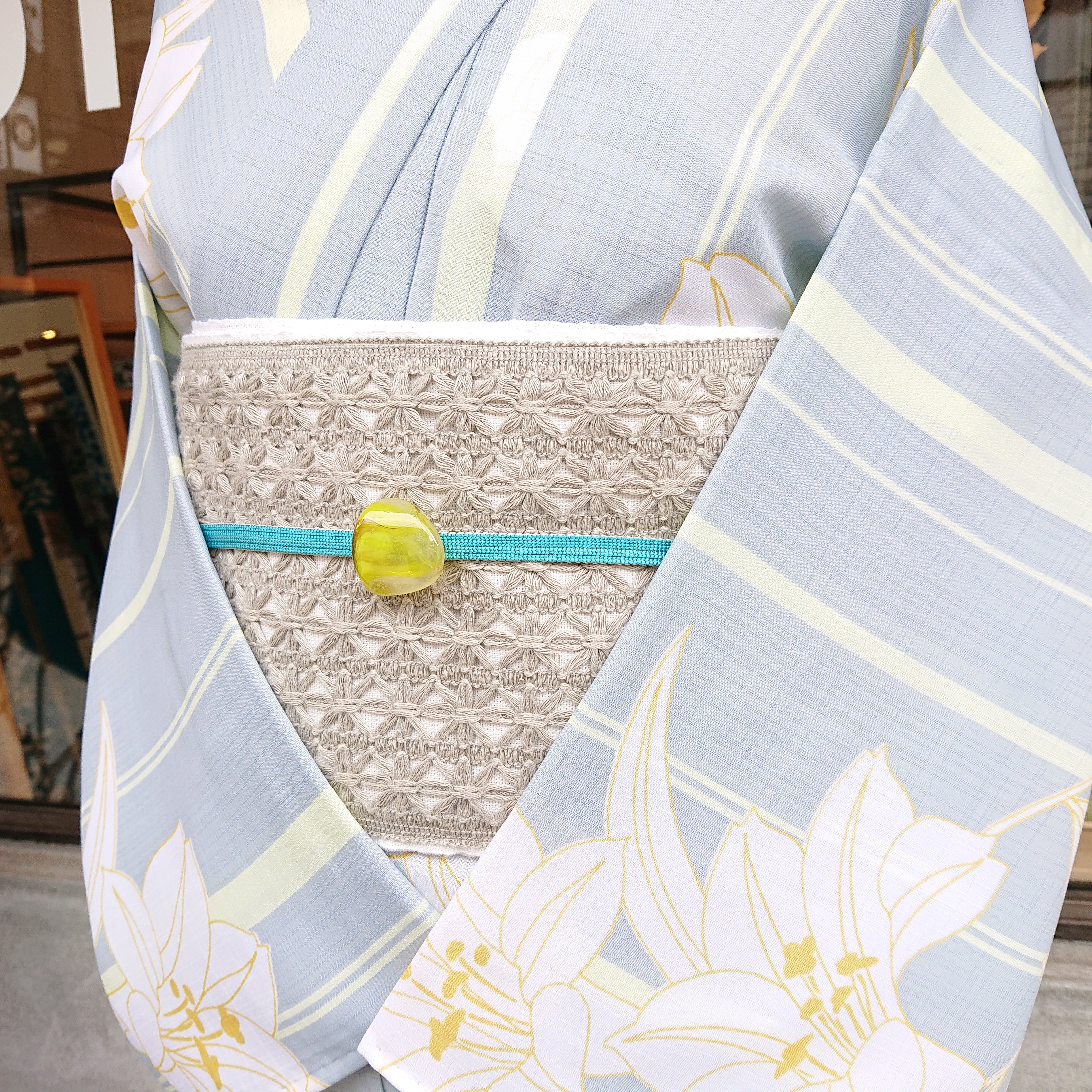 入荷しました！大塚呉服店オリジナル半巾帯 ペルシャ紋 ミント