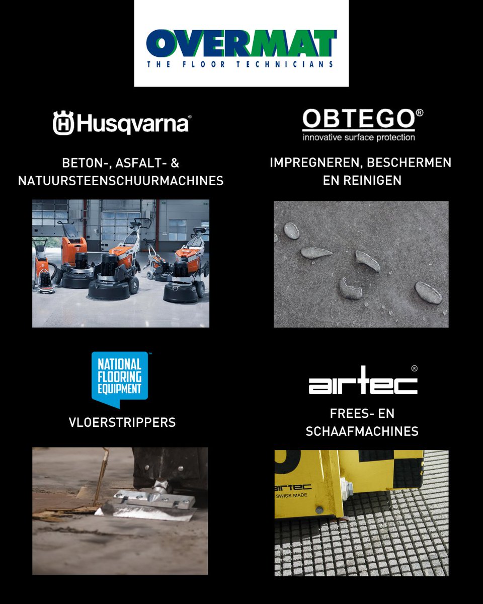 Overmat's tweet image. Overmat biedt een breed assortiment aan machines voor de bewerking van beton, natuursteen, terrazzo en gietvloeren. Van schuurmachines tot strippers en alle toebehoren. #overmat #thefloortechnicians #vloeren #machines