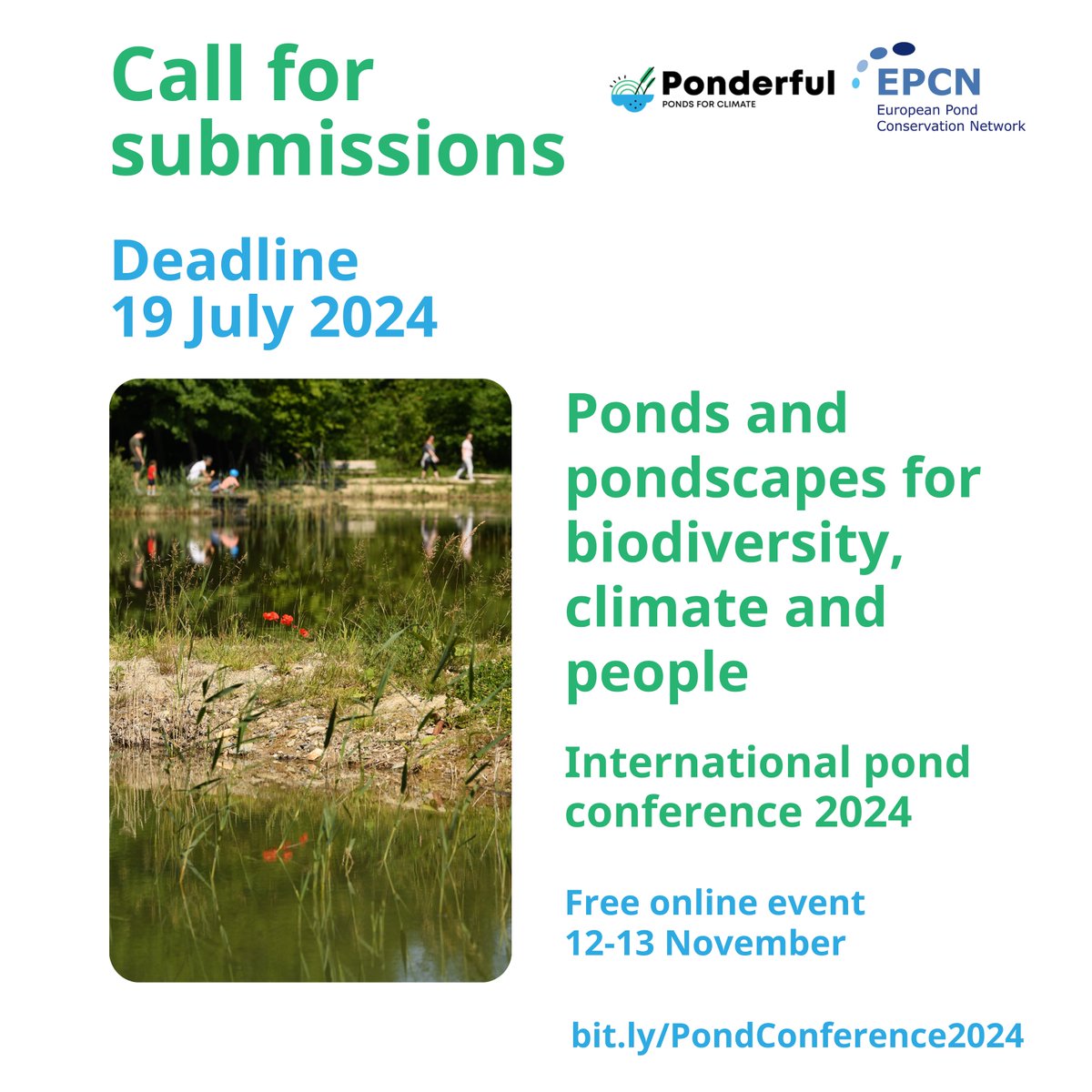 📢 Are you a freshwater scientist, practitioner or policymaker with an interest in ponds? 💦🌿🐸

#PONDERFUL and @Europeanponds invite abstract submissions for this major international conference. 

Find out more and submit your abstract
👉 ponderful.eu/international-…