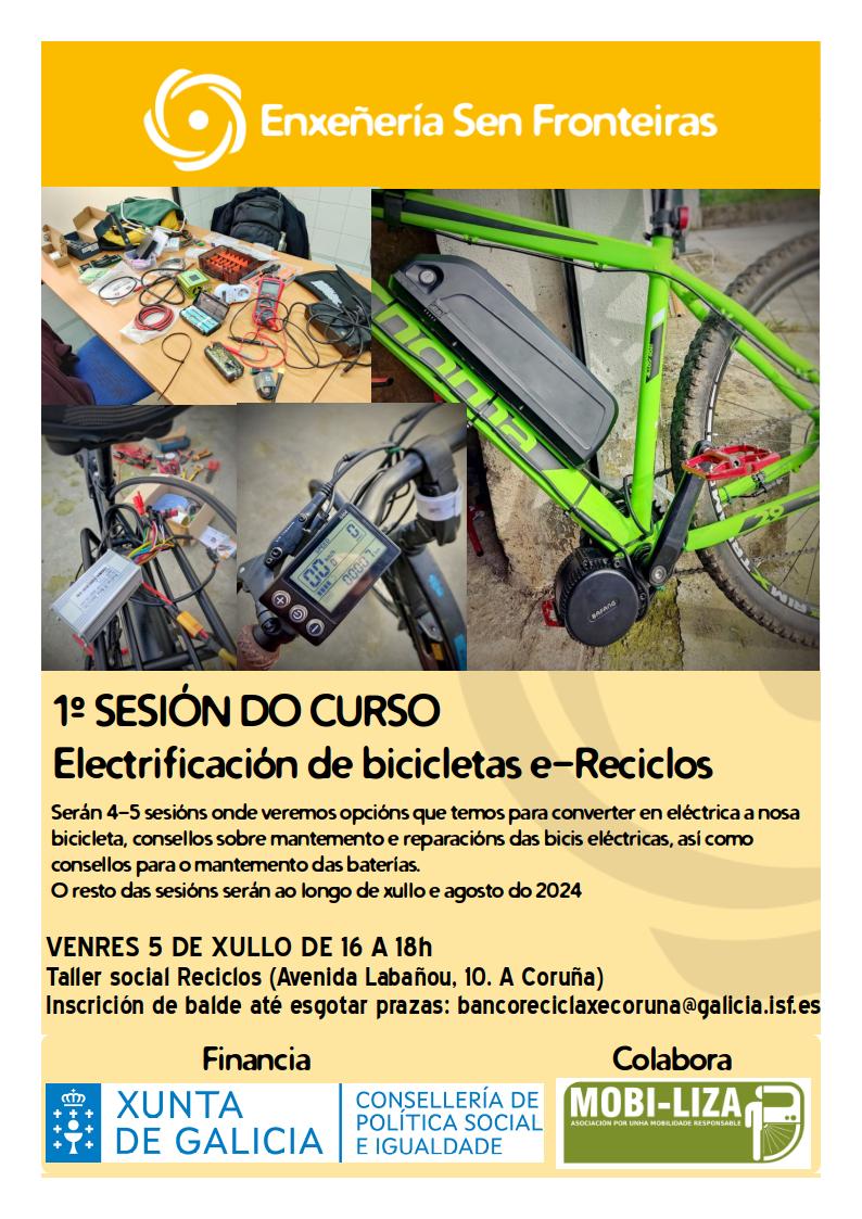 Xa quedan pouquiñas prazas para o Curso de Electrificación de bicicletas que facemos dende o Banco de Reciclaxe #ACoruña!! Con <a href="/liza_mobi/">Mobi-liza</a> 
#IRPF