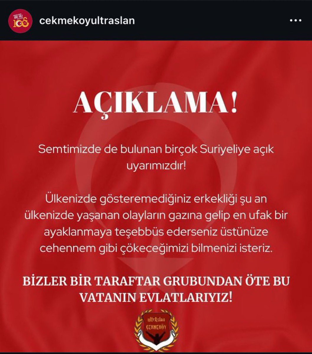 🔴 Avcılar GFB ve Çekmeköy UltrAslan tribün grupları, sosyal medya hesaplarından ortak metinle açıklama yayınladı.