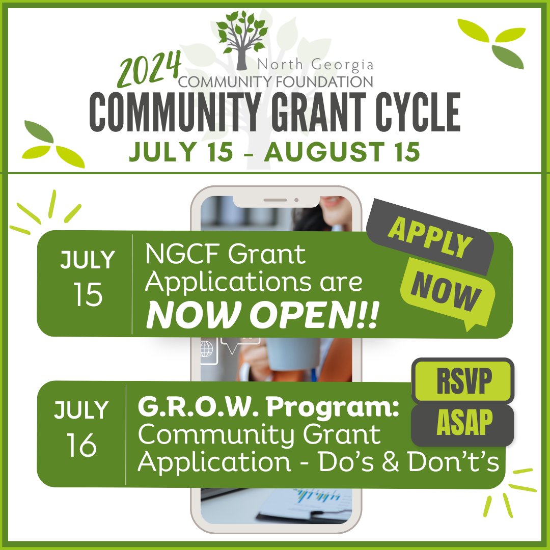 northgacf's tweet photo. 𝐍𝐨𝐧𝐩𝐫𝐨𝐟𝐢𝐭𝐬: 
𝐓𝐎𝐃𝐀𝐘, 𝐉𝐮𝐥𝐲 𝟏𝟓𝐭𝐡: 𝐂𝐨𝐦𝐦𝐮𝐧𝐢𝐭𝐲 𝐆𝐫𝐚𝐧𝐭 𝐂𝐲𝐜𝐥𝐞 𝐈𝐒 𝑵𝑶𝑾 𝑶𝑷𝑬𝑵!!  https://t.co/5WLU95Qiof
𝐓𝐎𝐌𝐎𝐑𝐑𝐎𝐖, 𝐉𝐮𝐥𝐲 𝟏𝟔𝐭𝐡: 𝐆𝐑𝐎𝐖 𝐏𝐫𝐨𝐠𝐫𝐚𝐦 about the Community Grant Application! RSVP NOW: https://t.co/gs3o3Hip07 https://t.co/XJJ3WG81tF