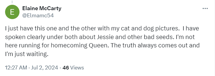 Novelotographer's tweet image. Really, @Elmanc54? 
Is @LeoandLucky369 really your only other account?

Because I can assure you that we have not only been trolled by these two, but also by your THIRD account, @MccartyEla73241.

#ElaineMcCarty #LyingTroll #MultipleAccounts #Socks 

@CzebotarJessie