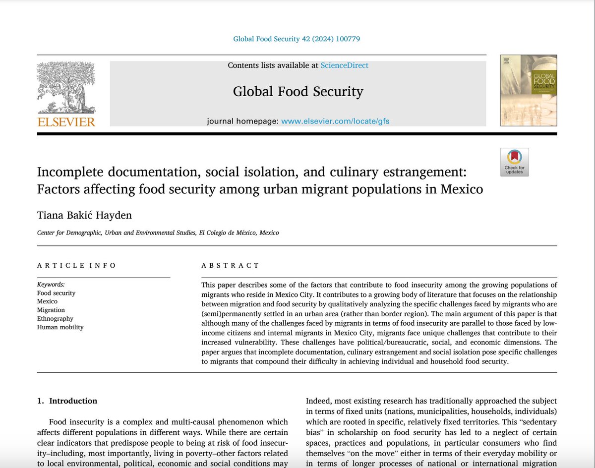 Tiana Bakic Hayden (@tianabhayden) on Twitter photo Salió mi artículo en <a href="/Journal_GFS/">Global Food Security</a> sobre los retos que enfrentan las personas migrantes para la seguridad alimentaria en CDMX!
sciencedirect.com/science/articl…
Gracias por leer + circular 🩷
<a href="/MovingonEmpty/">Moving on Empty</a> <a href="/CEDUAcolmex/">CEDUA</a> <a href="/SeminarioMigdep/">MIGDEP</a> <a href="/jicara_Ideas/">Miriam Bertran</a> <a href="/palomaparda/">@palomaparda.bsky.social</a> @megan_a_carney Salió mi artículo en <a href="/Journal_GFS/">Global Food Security</a> sobre los retos que enfrentan las personas migrantes para la seguridad alimentaria en CDMX!
sciencedirect.com/science/articl…
Gracias por leer + circular 🩷
<a href="/MovingonEmpty/">Moving on Empty</a> <a href="/CEDUAcolmex/">CEDUA</a> <a href="/SeminarioMigdep/">MIGDEP</a> <a href="/jicara_Ideas/">Miriam Bertran</a> <a href="/palomaparda/">@palomaparda.bsky.social</a> @megan_a_carney