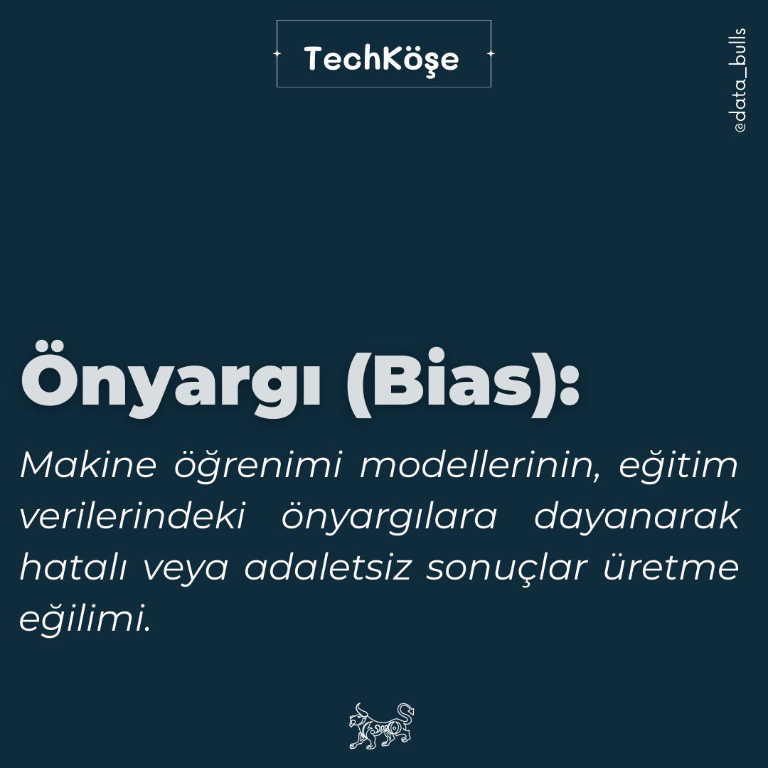 TechKöşe’nin bugünkü kavramı: Bias!
🔎: Bu önyargılar, modelin belirli durumlar karşısında yanlı sonuçlar üretmesine neden olabilir ve etik sorunlara, demografik özelliklere dayanan ayrımcılıklara yol açarak modellerin güvenilirliğini azaltabilir.
#sözlük #tech #MachineLearning