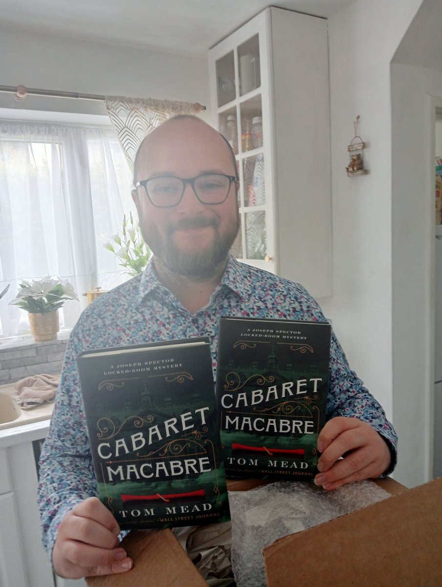 It's here! And it looks exquisite. All the way from <a href="/TheMysterious/">Mysterious Bookshop</a> in NYC, my author copies of #CabaretMacabre have arrived.

Friends and readers in the US, you only have TWO WEEKS to preorder a copy for a free short story, "The Invisible Alibi"!

Out July 16th!