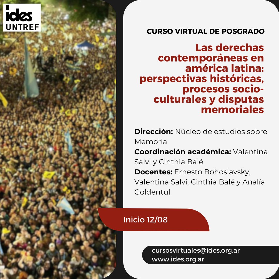 Ernesto Bohoslavsky (@ebohos) on Twitter photo En la segunda mitad del año vamos a dictar un curso virtual sobre las derechas latinoamericanas y algunas de sus disputas políticas y de memorias. <a href="/idesargentina/">IDES</a> 
Más info en:  ides.org.ar/formacion/curs… En la segunda mitad del año vamos a dictar un curso virtual sobre las derechas latinoamericanas y algunas de sus disputas políticas y de memorias. <a href="/idesargentina/">IDES</a> 
Más info en:  ides.org.ar/formacion/curs…