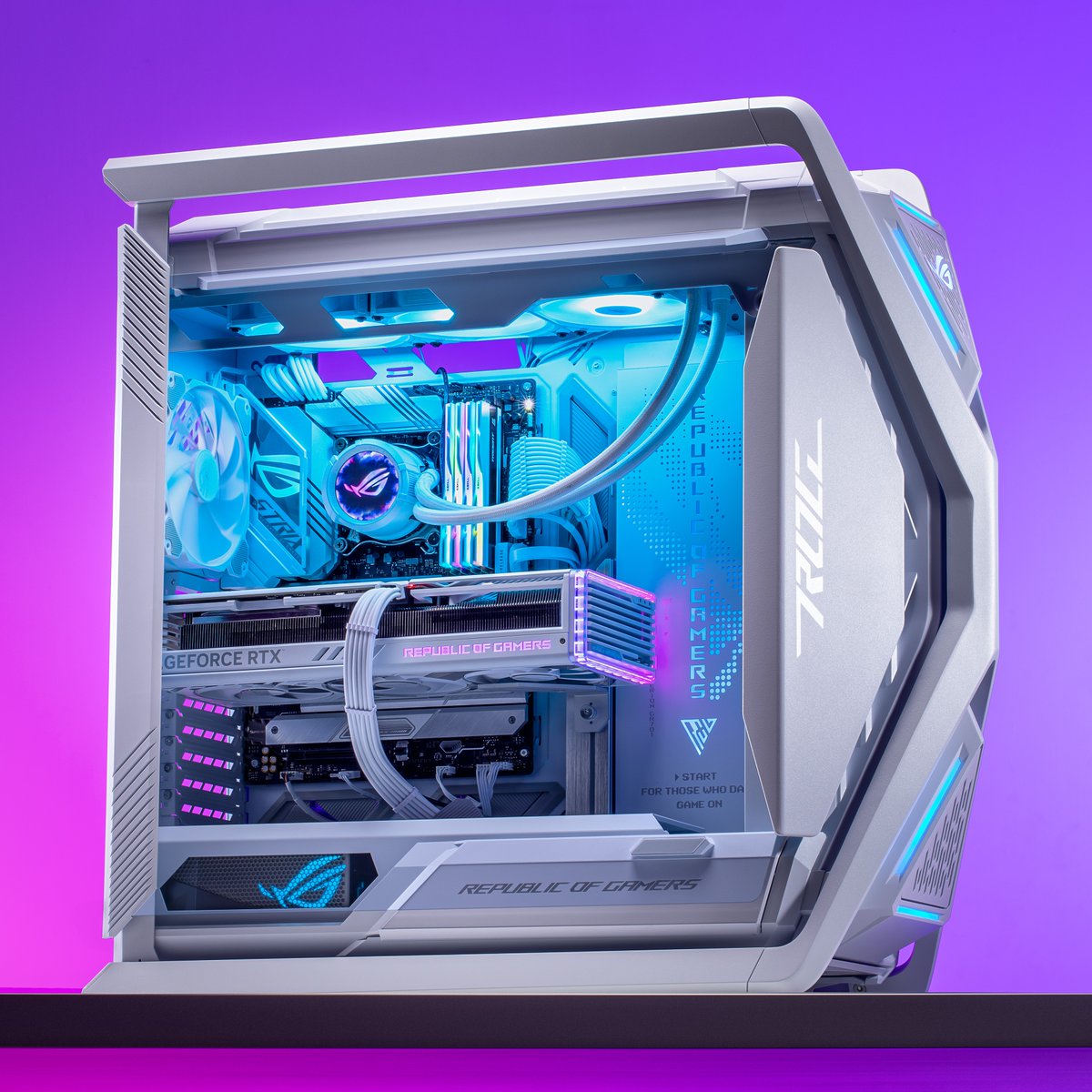 ASUS_ROG's tweet image. New setup, who dis? 😎 

The #ROG STRIX LC III 360 ARGB LCD White Edition is perfect for any white-themed builds. With a sleek 2.1” IPS LCD display that rotates 360°, show off your gaming stats and custom vibes anytime! 

Learn more:
👉🏻rog.gg/StrixIIILC360-W