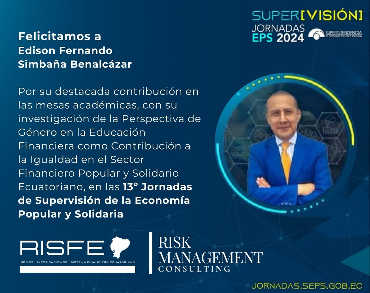 ¡Un nuevo logro para la Red de Investigación del Sistema Financiero Ecuatoriano! 📈
<a href="/SEPS_Ec/">Superintendencia de Economía Popular y Solidaria</a> 
<a href="/EFSB_Ec/">EFSB</a> 

#JornadasSEPS
#Finanzas 
#RISKMAC