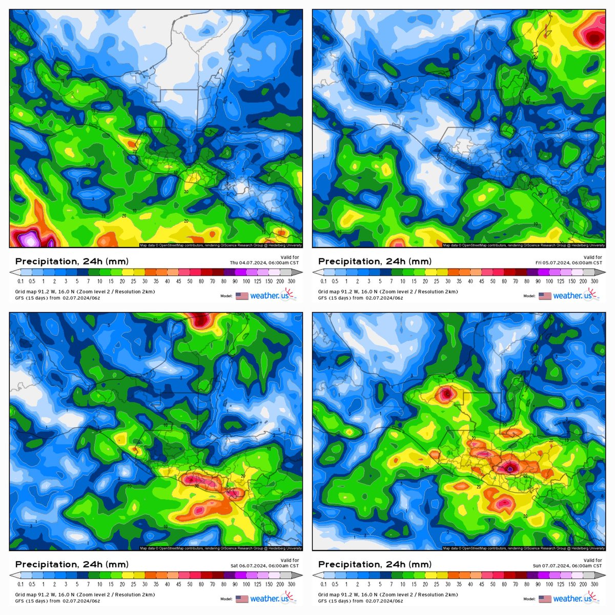 GuillermoJovelR's tweet photo. 🌀✔️
BERYL no tendrá influencia directa sobre nuestro territorio. No obstante, configurará un evento ligero y corto de CAG: CAG0324, entre el 05 y 06, aumentando las precipitaciones. Una situación atemporalada es un escenario probable. 
05, se perfila como el día con más lluvia. https://t.co/BShbdpZ4eT