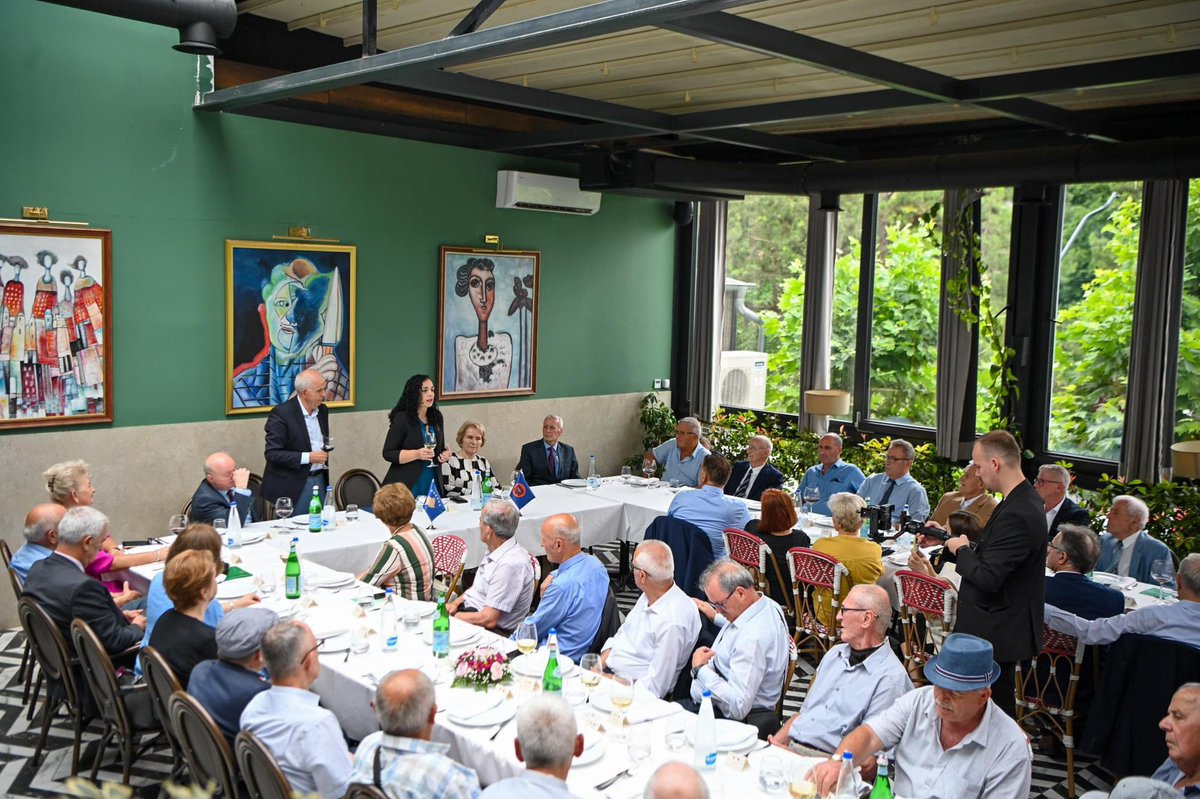 VjosaOsmaniPRKS's tweet photo. The Constitutional Declaration of July 2, 1990, was a pivotal moment in the journey towards the long-cherished dream of an independent Kosovo.

Today, on this anniversary, I had the privilege of meeting some of the brave delegates from that time. Their courage and resolve marked a critical legal and historical milestone, laying the groundwork for the independent and sovereign Republic of Kosovo we know today.