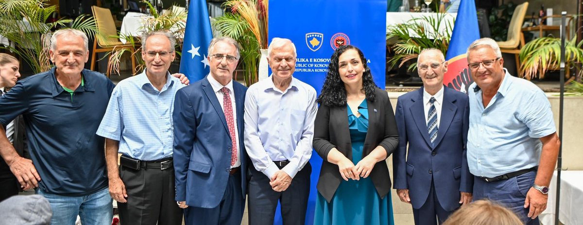 VjosaOsmaniPRKS's tweet photo. The Constitutional Declaration of July 2, 1990, was a pivotal moment in the journey towards the long-cherished dream of an independent Kosovo.

Today, on this anniversary, I had the privilege of meeting some of the brave delegates from that time. Their courage and resolve marked a critical legal and historical milestone, laying the groundwork for the independent and sovereign Republic of Kosovo we know today.