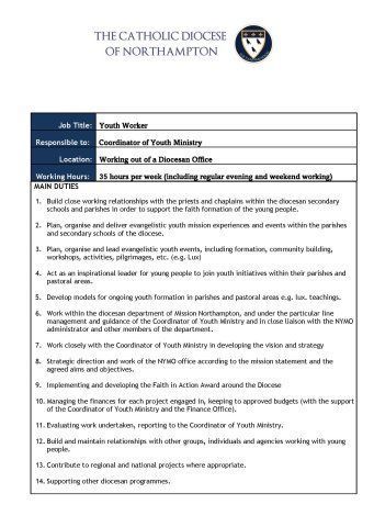 Job Opportunity - Youth Worker, Northampton Diocese - Northamptonshire &amp; Bedfordshire - Closing 10th July 2024 - buff.ly/3RJQt0J