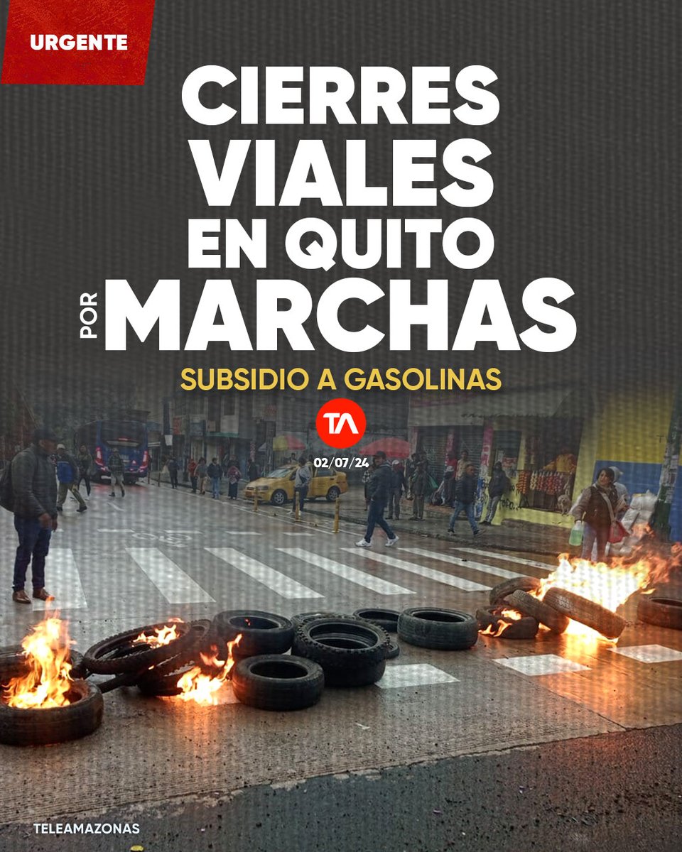 #URGENTE | Vías cerradas en Quito por manifestaciones tras eliminación de subsidio a las gasolinas en Ecuador. Sectores afectados 👉 ow.ly/JbMn50StCx3
