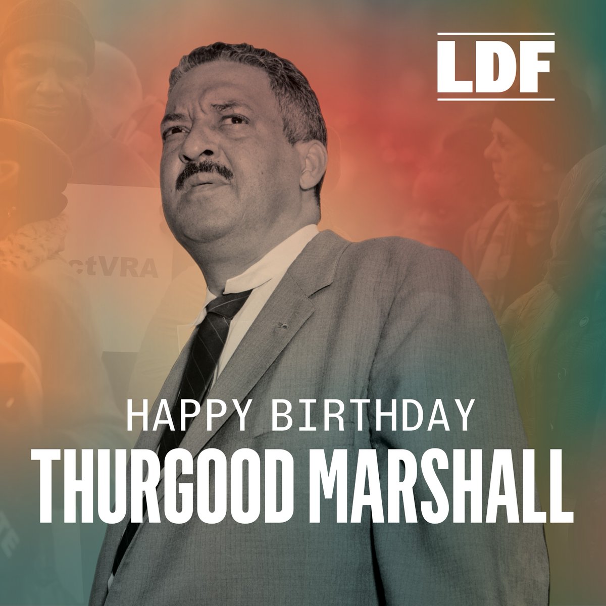 NAACP_LDF's tweet photo. Thurgood Marshall was born #OTD in 1908! 🎉

LDF's founder, Marshall was an influential leader of the Civil Rights Movement and the Supreme Court whose tremendous legacy lives on in our pursuit of racial justice.

More about his work &amp; legacy: https://t.co/hMlvi6TYpI https://t.co/buU1BdmufO