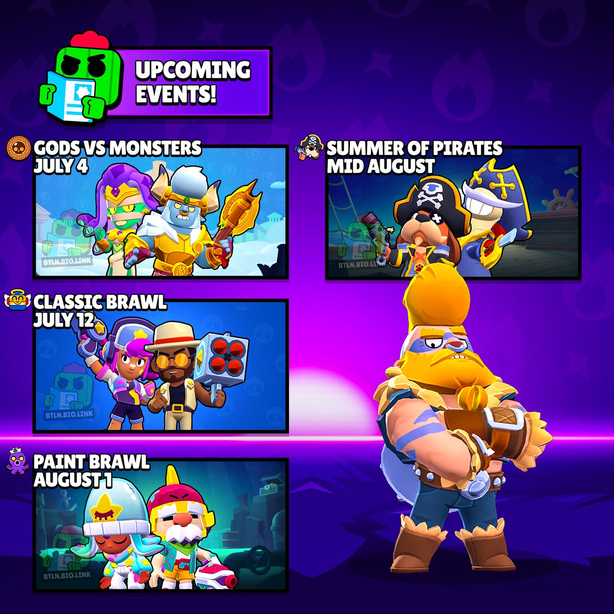 BrawlStarsBTLN's tweet photo. Upcoming Events in this Update! 🔥

#BrawlStars #ClassicBrawl https://t.co/K8C2fIT1qb