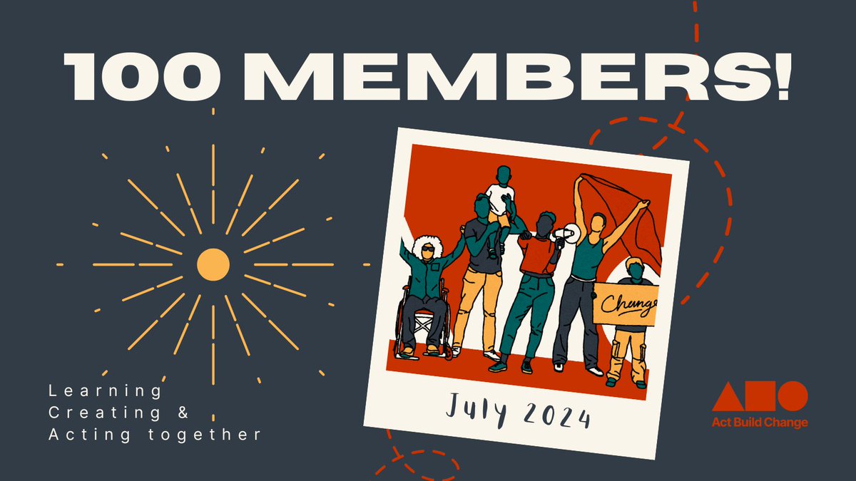 Thrilled to be celebrating over 100 members! 🎉 Our community connects organisers to learn, create &amp; act together, offering  exclusive access to events, peer support, transformative trainings &amp; grassroots leadership development.

Learn more &amp; join here 👇
actbuildchange.com/ideas/power-co…