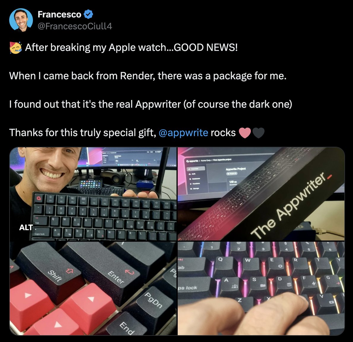 appwrite's tweet photo. Should we sell the Appwriter on the Appwrite store? https://t.co/yuF419tqWk
