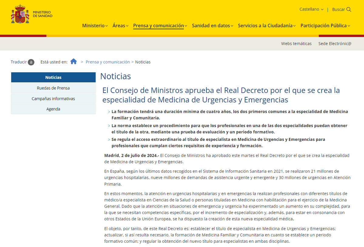 🚨🏥Hoy se ha aprobado el RD por el que se crea la especialidad de Medicina de Urgencias y Emergencias

Desde la farmacia hospitalaria, felicitamos a todos los compañeros urgenciólogos por este histórico logro ¡Enhorabuena! 👏👏

sanidad.gob.es/gabinete/notas…