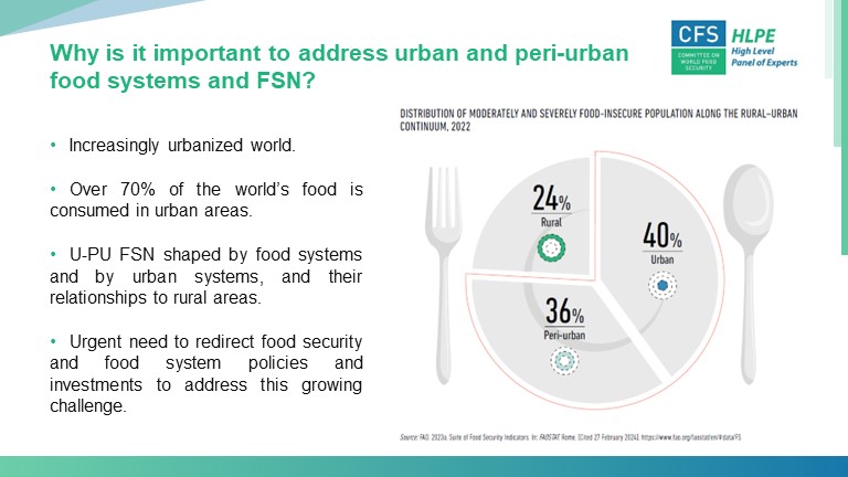 HLPE-FSN (@hlpe_cfs) on Twitter photo <a href="/ASuwaEisenmann/">suwa-eisenmann</a> 🧵Why is it important to address urban and peri-urban food systems and FSN?
🔴Jane Battersby, HLPE-FSN drafting team leader shows that over 3/4 of the world’s food insecure population are in urban and peri-urban regions <a href="/ASuwaEisenmann/">suwa-eisenmann</a> 🧵Why is it important to address urban and peri-urban food systems and FSN?
🔴Jane Battersby, HLPE-FSN drafting team leader shows that over 3/4 of the world’s food insecure population are in urban and peri-urban regions