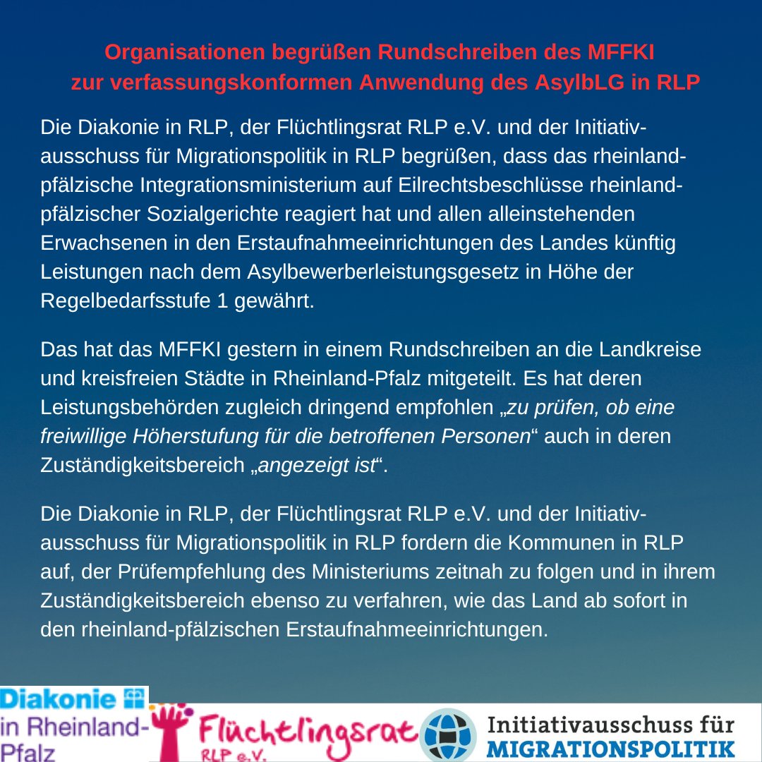 IniMigration's tweet photo. Unsere PM zum Rundschreiben des @Vielfalt_RLP vom 1. Juli 2024 zur #Regelbedarfsstufe für alleinstehende erwachsene #AsylblG-Bezieher*innen in Sammelunterkünften in #RLP:
➡️ https://t.co/UOAEnRQIB9

Das Rundschreiben findet ihr hier:
➡️ https://t.co/8INTHSa1nZ https://t.co/l84KMlXhQL