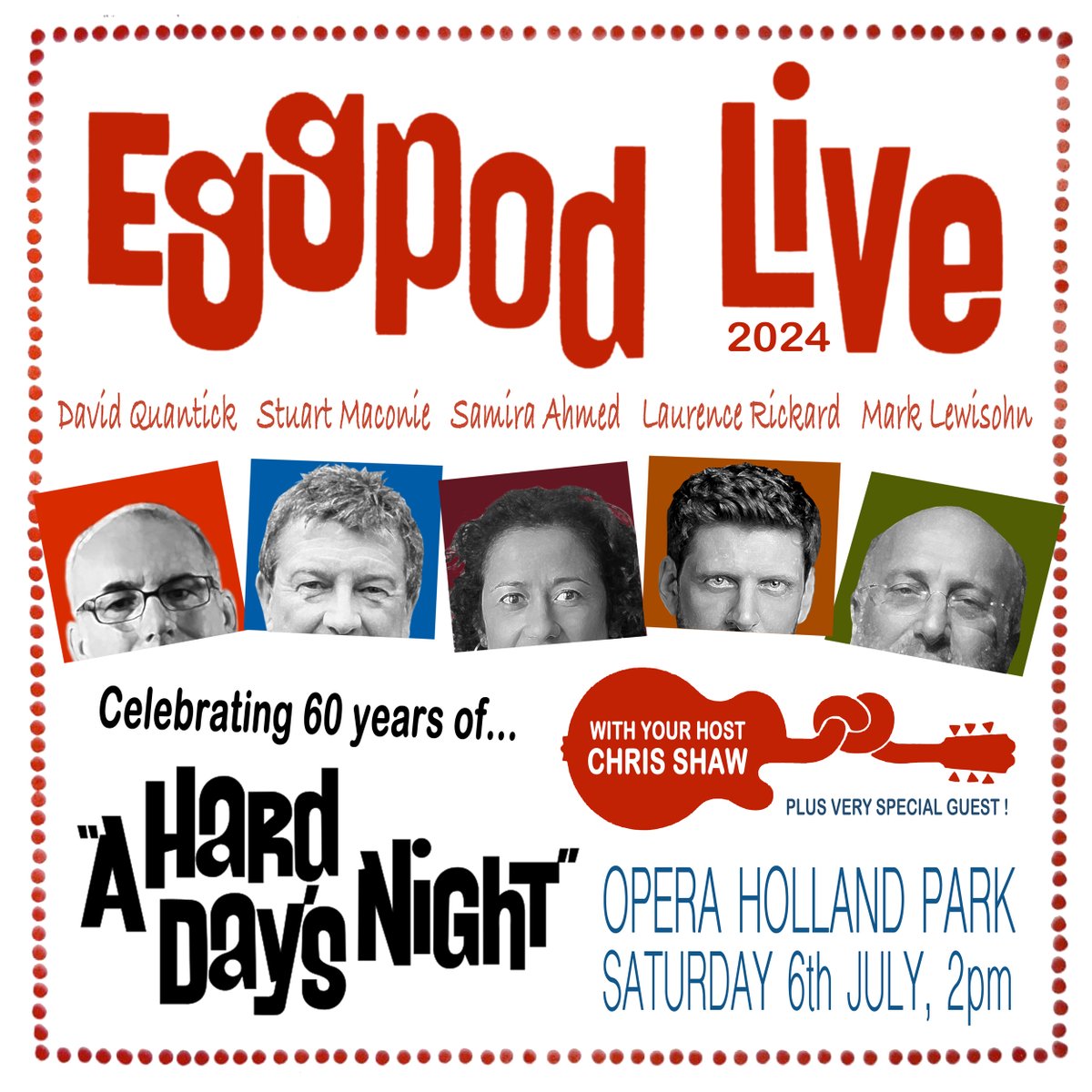 Thrilled to be part of EGGPOD LIVE 2024 this Sat @ Opera Holland Park, marking 60 years of A Hard Days Night - a must for all fans of those the world came to know as ‘the Fabulous Foursome’ (citation needed). Tickets &amp; info here: #beatles #EggPodLive2024 
eventbrite.co.uk/e/eggpod-live-…