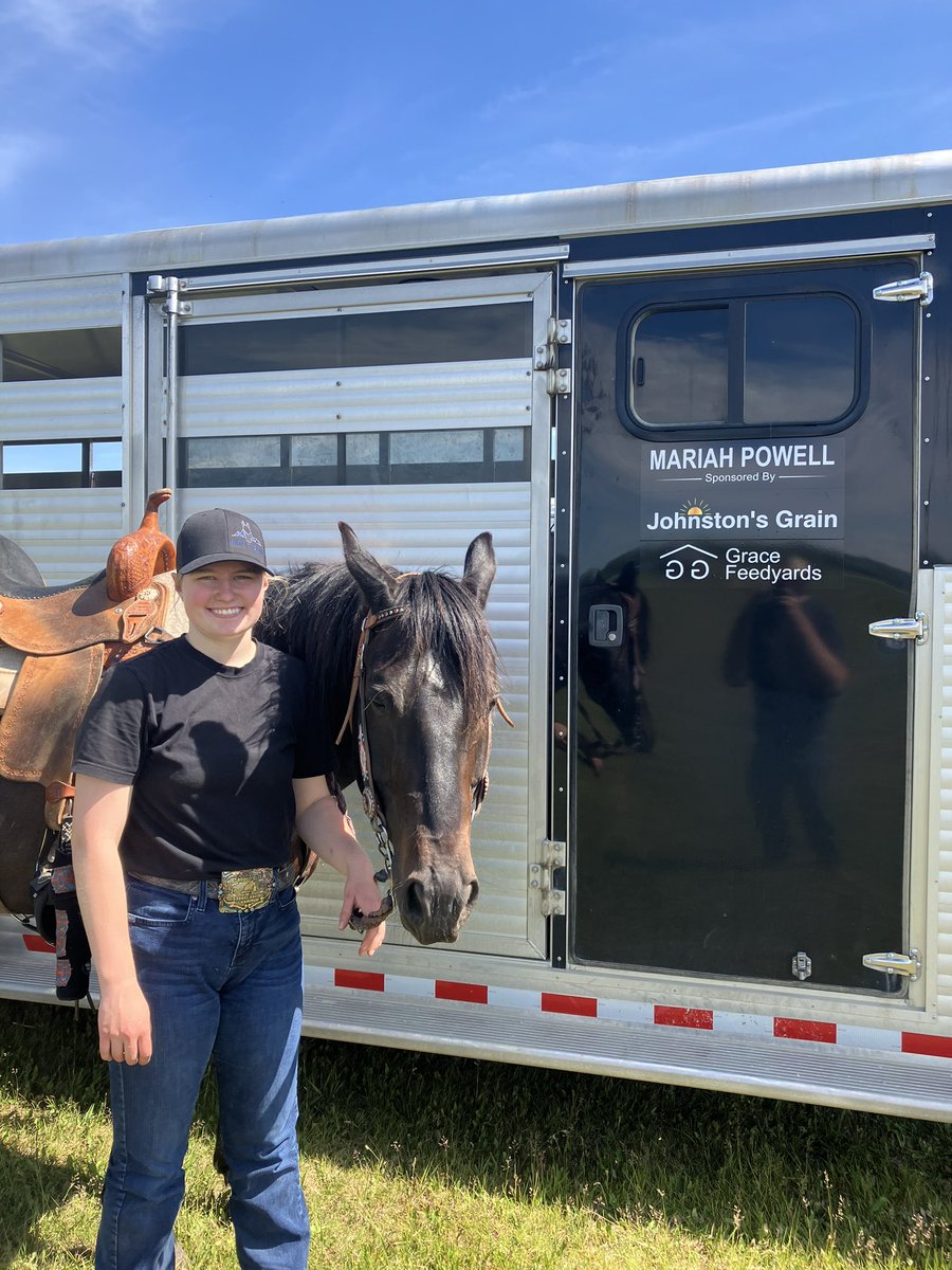 A special thank you to <a href="/JohnstonsGrain/">JohnstonsGrain☀️</a> and Grace Feedyards for your sponsorship of Mariah this rodeo season!                #johnstonsgrain #gracefeeyards #barrelracer #rodeodad