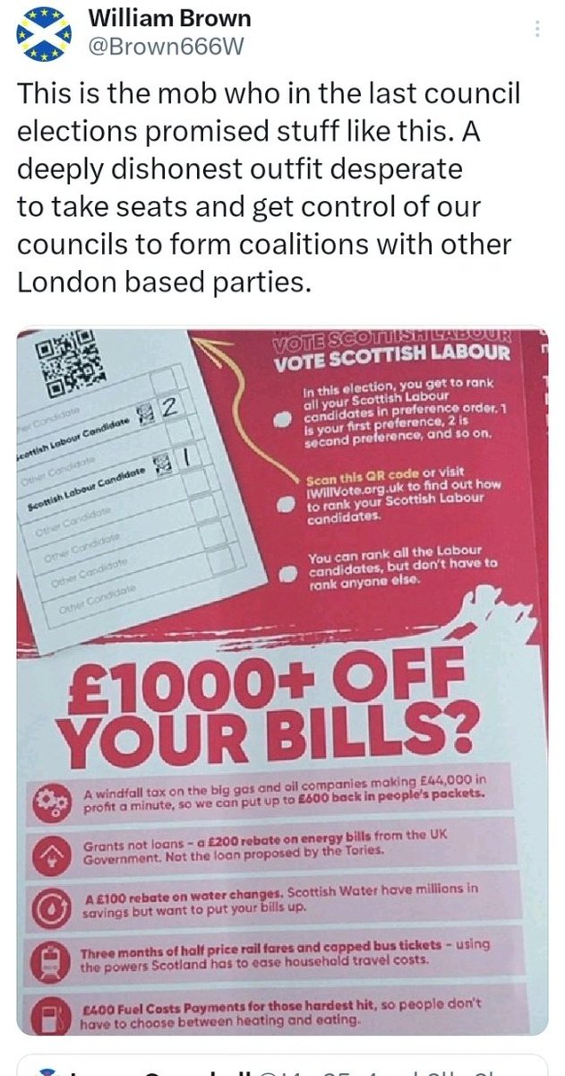 JamesAmcvean's tweet image. I am just surprised they haven't lied and pretended support of indy to win a few seats from the gullible. 
Here is the nonsense they used to win council seats.
#Labstain #LabourLies