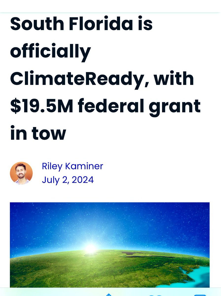 Yoca1000's tweet photo. @MiamiDadeCounty receives $19.5M federal grant for ClimateReady Tech Hub from the Biden-Harris administration. The Tech Hub will generate $41 BILLION in new revenue while developing #climate solutions! Another #climatewin 4 @MayorDaniella!
https://t.co/m64YkEZ2fm #ClimateAction https://t.co/fW8VFPFIwE