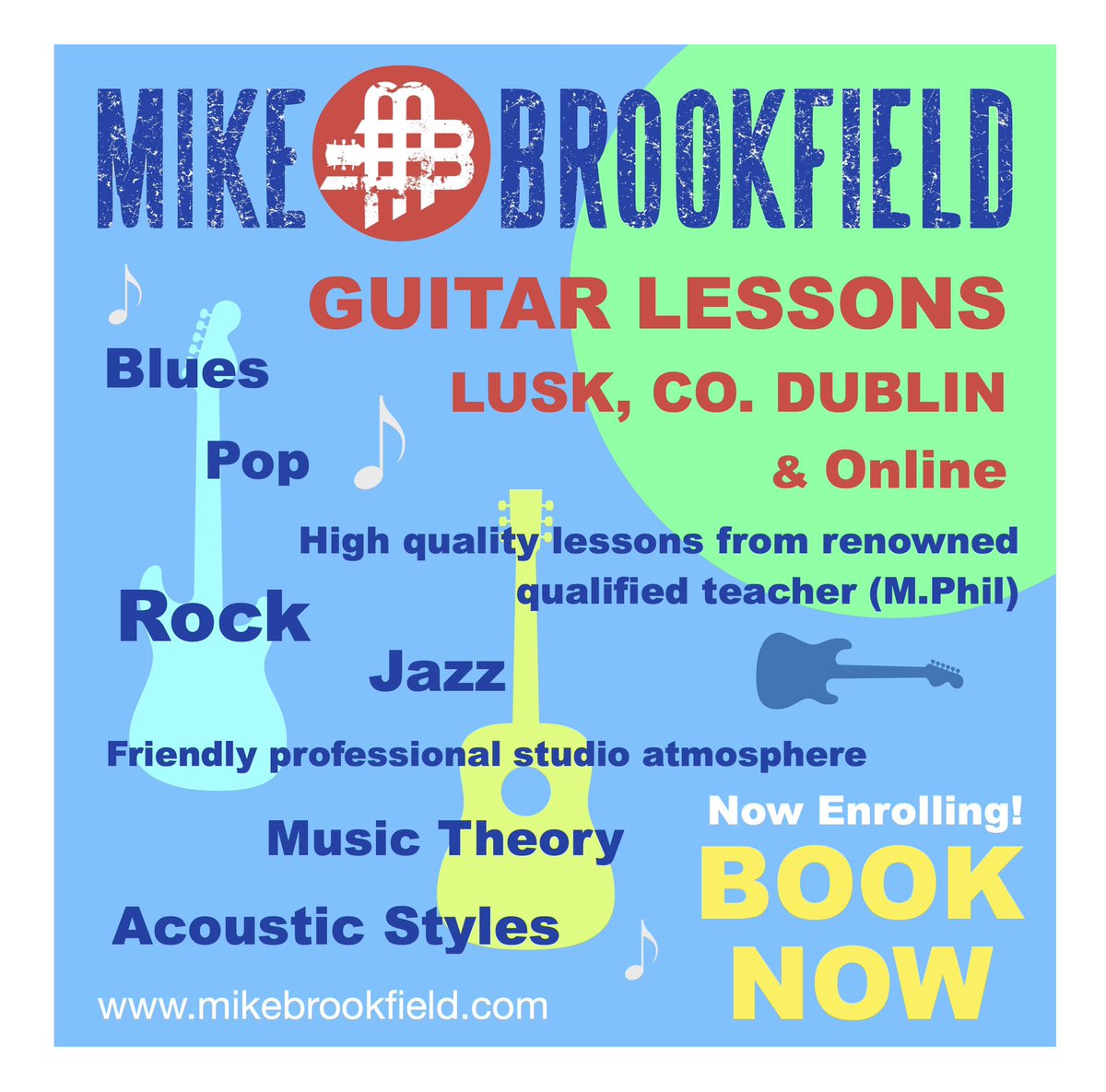 💥Now enrolling!
Hit me up at email: mikebrookfield@mac.com for internet lessons or one to one in Lusk, Co. Dublin
Keep it burnin🔥🎸
Mike

#lusk #guitarlessons #onlineguitarlessons