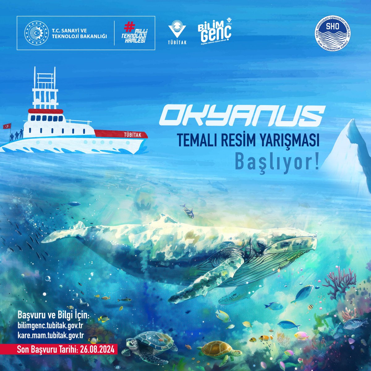 🌊 “Okyanus On Yılı” temalı Resim Yarışması başlıyor! 🖼️

🧑‍🎨 TÜBİTAK tarafından, okyanuslarımıza dair farkındalık oluşturmak için ilkokul, ortaokul ve lise olmak üzere üç ayrı kategoride yarışma düzenlenmektedir. 🎨

Son başvuru tarihi: 
🗓️ 26 Ağustos 2024

Katılım koşulları ve