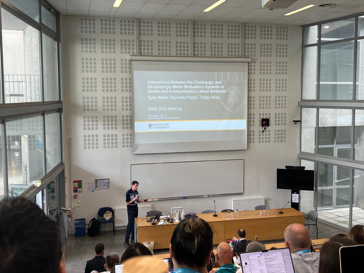 BRCHFX's tweet photo. BRC PhD trainee Tyler Wells presented his research on “Interactions Between the Cholinergic and Serotonergic Modulatory Systems in Health and in ALS”, at the IMNS 2024 meeting at University of Bordeaux recently. #MotoNeuron Society #ALS #Research #Akaylab https://t.co/jZtQ4k4qoF https://t.co/WCk4oeTvOj