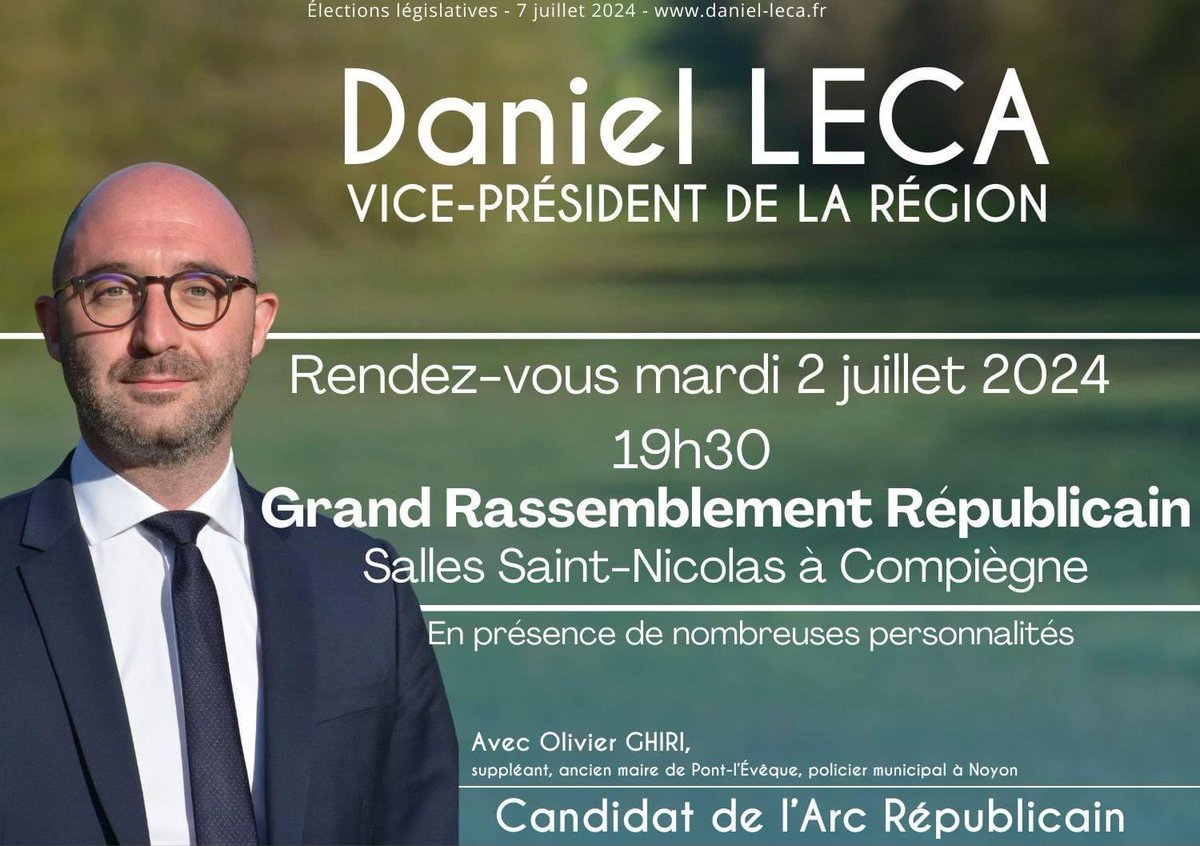 lecadaniel's tweet photo. Rendez-vous ce soir à Compiègne pour faire barrage au RN! J’ai besoin de vous! https://t.co/uZJVzMAI5b