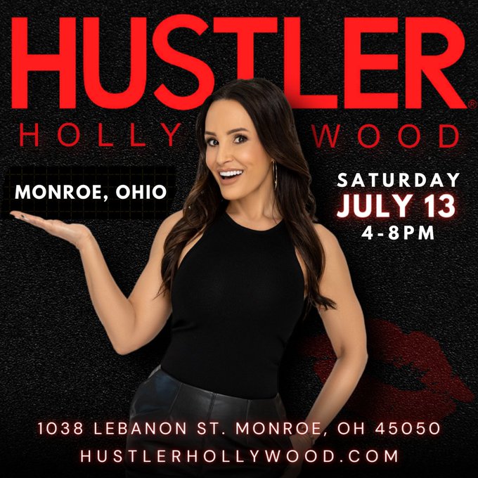 #Ohio, get ready for a sizzling celebration! 🔥 I&rsquo;ll be at @HustlerStores in Monroe on July 13th. Meet<a href="/tag/ohio"class="tags">#Ohio</a><a href="/tag/thereallisaann"class="tags"><span>#thereallisaann</span></a><a href="/tag/hustlerstores"class="tags"><span>#hustlerstores</span></a><a href="/tag/hustler50"class="tags"><span>#hustler50</span></a><a href="/tag/li"class="tags"><span>#li</span></a>
