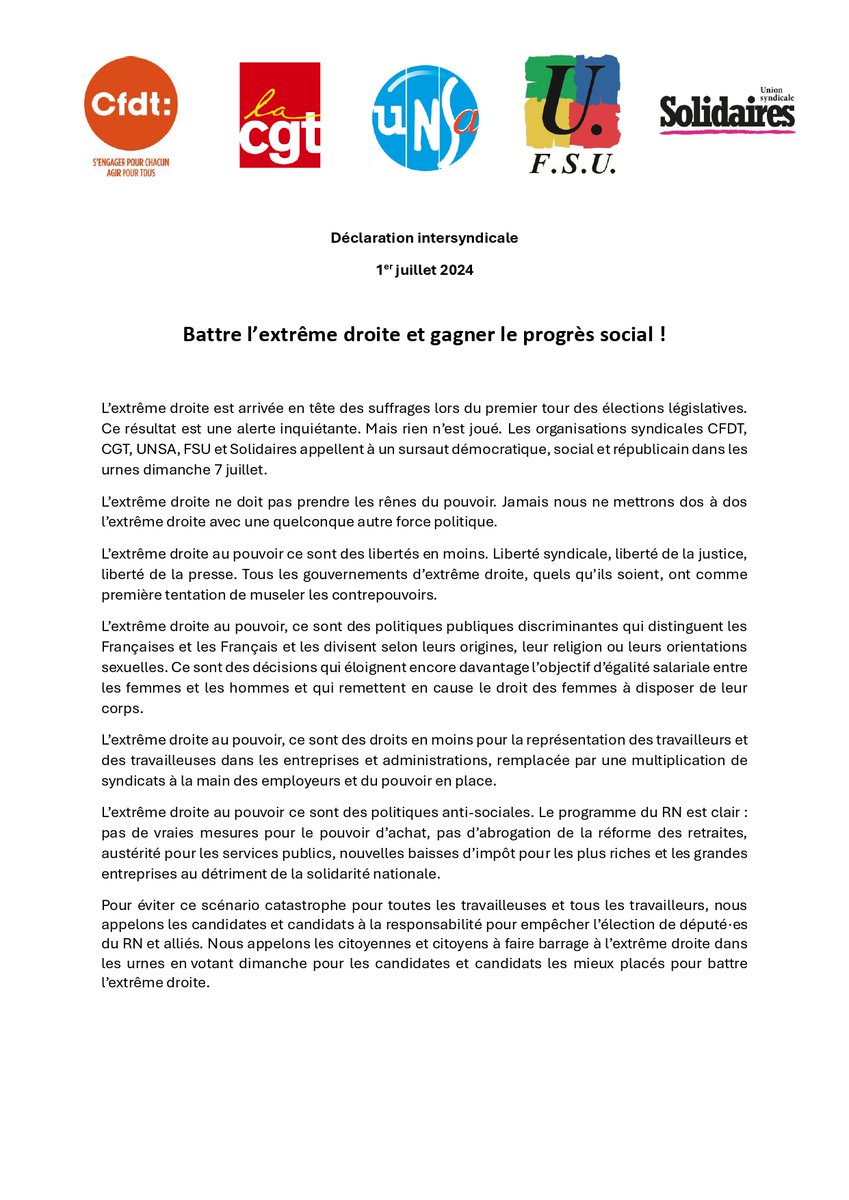 CgtArkade's tweet photo. Déclaration intersyndicale nationale https://t.co/D7lWh6oemV