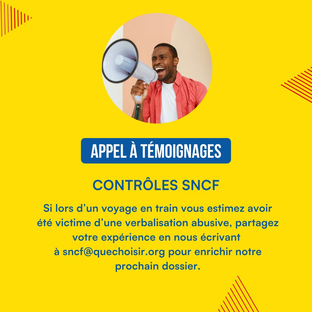 UFCquechoisir's tweet photo. 🚄 Victime d'une verbalisation abusive lors d'un voyage en train ? Votre expérience nous intéresse 👇
https://t.co/pn4fSWDILr
#SNCF https://t.co/pNcjQNKPZ5