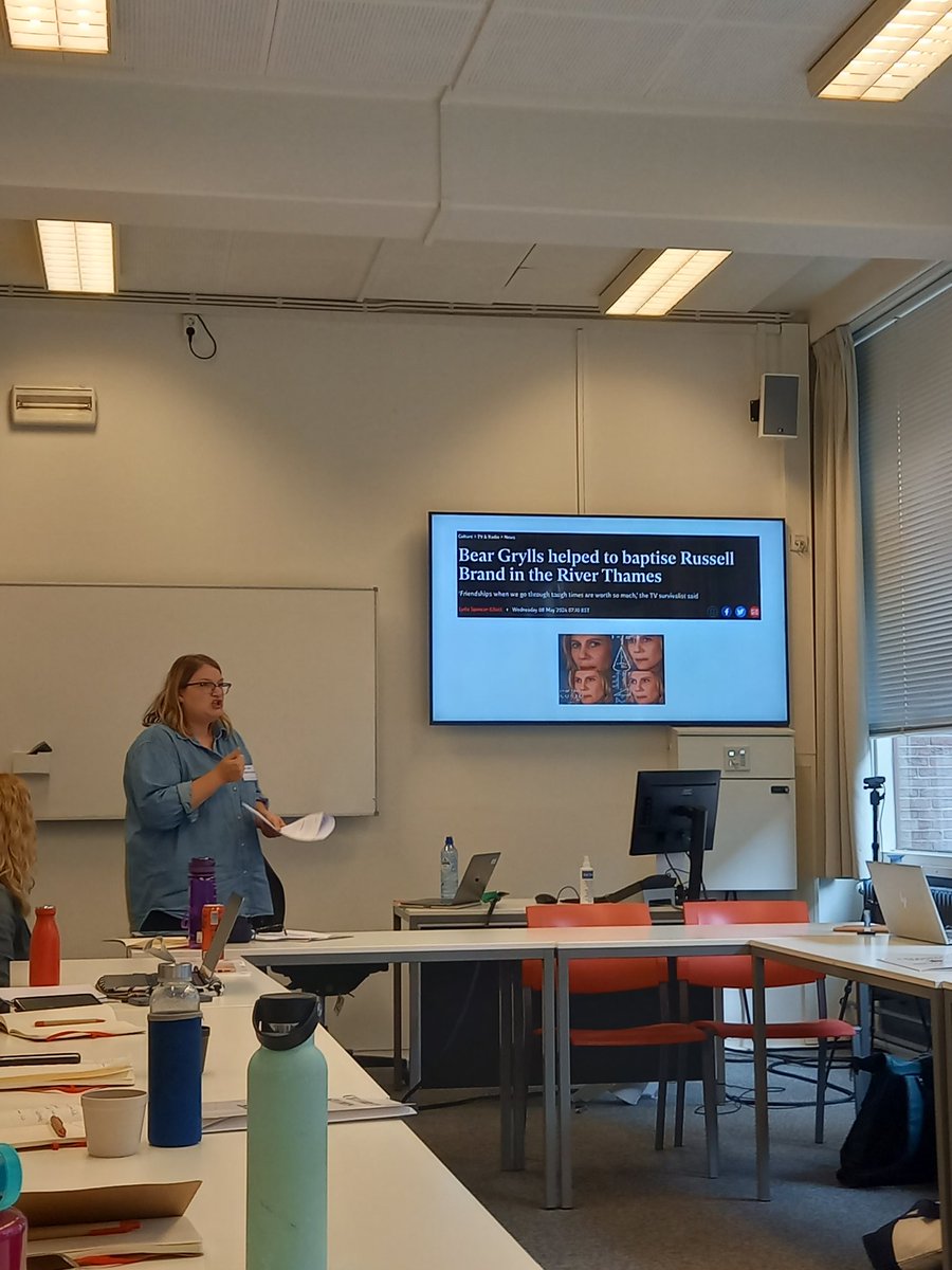 NWeidhase's tweet photo. As always, strong slide game from @EllieTomsett, this time at #CSJconference24 analysing Russell Brand's celebrity persona in the context of #MeToo https://t.co/O1k3lhwCQO