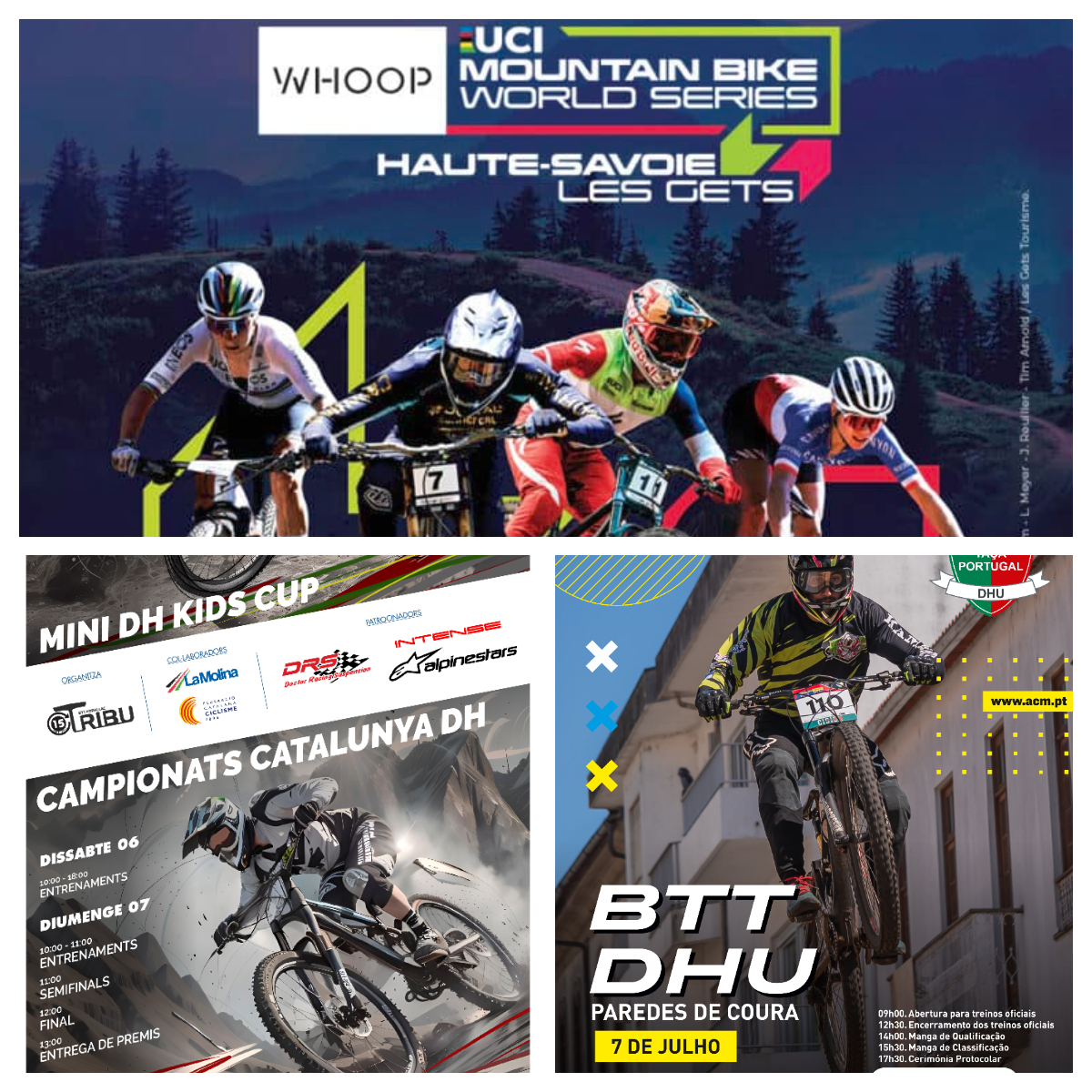 Comienza Julio a lo grande en el DH, La Molina acoge el Cto de DH de Cataluña junto con Mini DH, en Portugal siguen los DHU, en esta ocasión en Paredes de Coura y la Copa del Mundo llega a Francia, Les Gets os espera. Que disfruten. 

+info: downhillspain.com