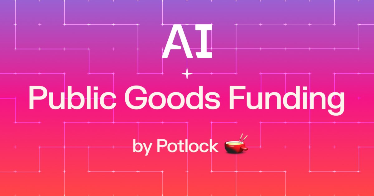 potlock_'s tweet image. AI-PGF. artificial intelligence /enabled/ public goods funding. 

We are proud to announce that AI-PGF is live! A proactive grants program, designed to provide support for innovative projects building agents, eval, and AI primitives for the open funding stack

💸 Learn more on…